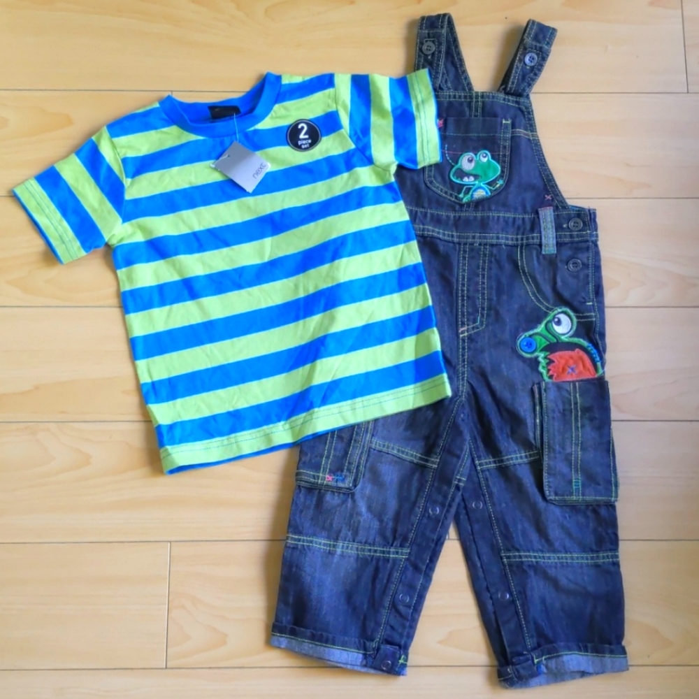 NEW with Tags Next 2Pc Shirt/Denim Jumper  1.5 - 2 Years